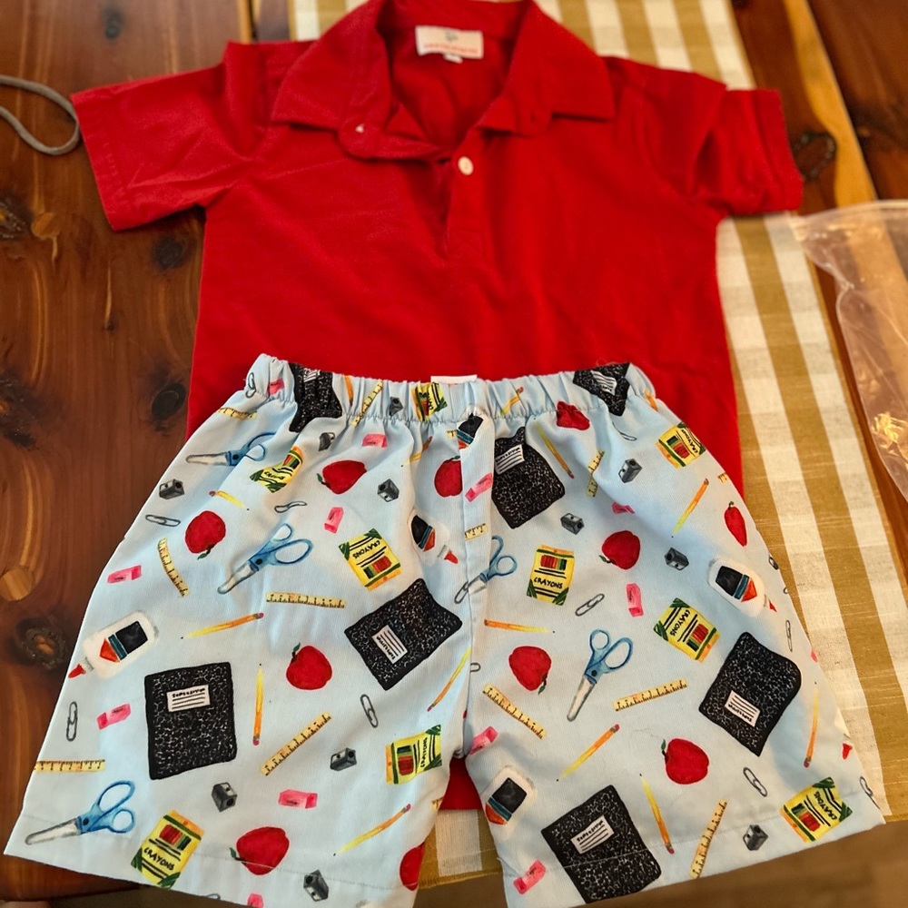 SmockingBird size 8 polo and shorts